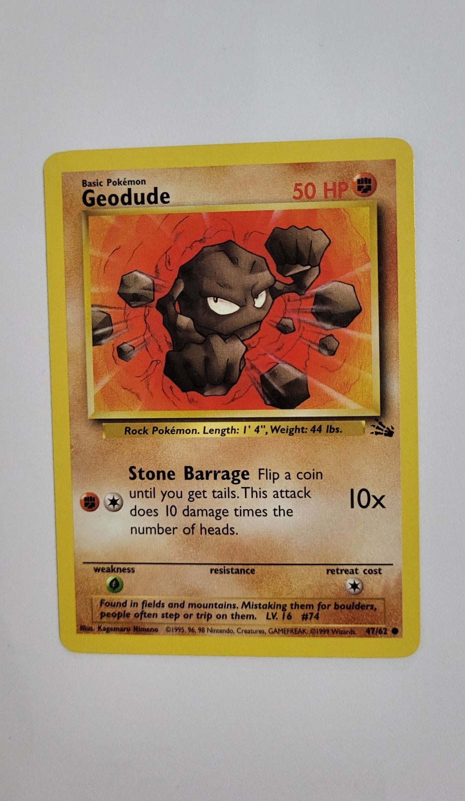 1999 Pokémon Fossil #47 Geodude Card - Base Set