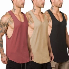 Men's Muscle Tank Top Gym Workout Stringer Bodybuilding Fitness T-Shirt 1/2/3...