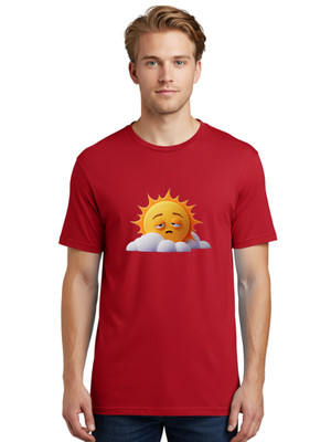 Sad-Sun Mens Graphic Tee, 100% Cotton, Casual Summer Wear