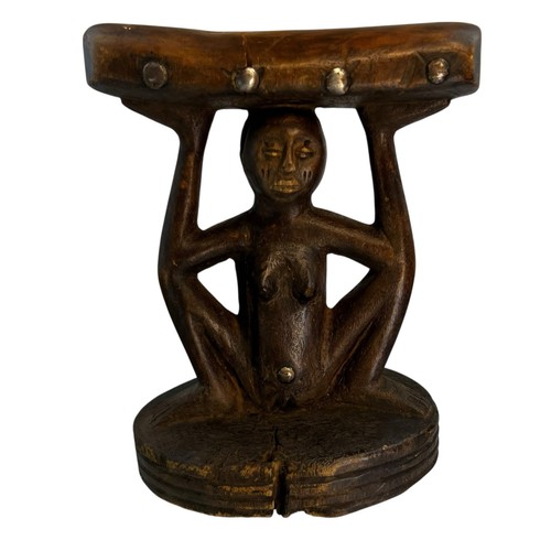 Vtg African Art Tribal Appui Nuque Luba Stool Neck Support Female Rep of Congo - Picture 17 of 17