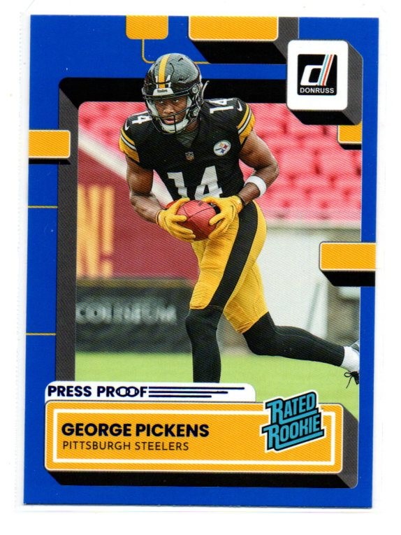 George Pickens 2022 Donruss Rated Rookie Blue Press Proof #323 RC Cowboys