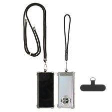 1Set Universal Phone Lanyard with Patch for Most Smartphones, Black