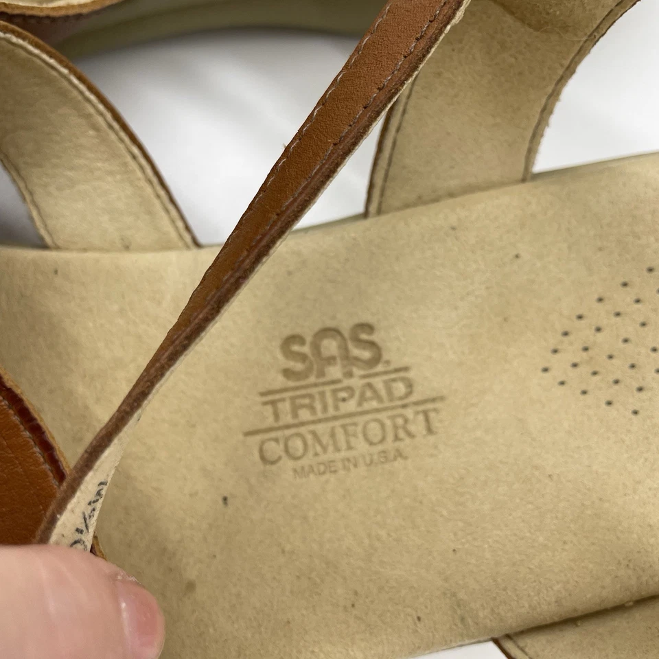SAS Tan Huarache Leather Sandals Tripad Comfort Ankle Strap Size 10.5 Wide - Image 3 of 4