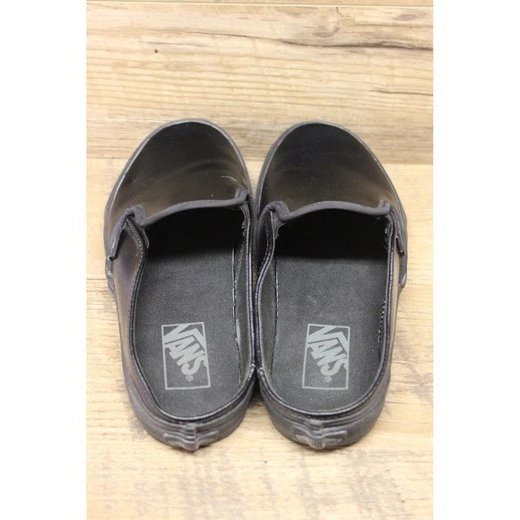 Vans Unisex Black Leather Classic Slip On Mules Size 7.5 - Image 3 of 4