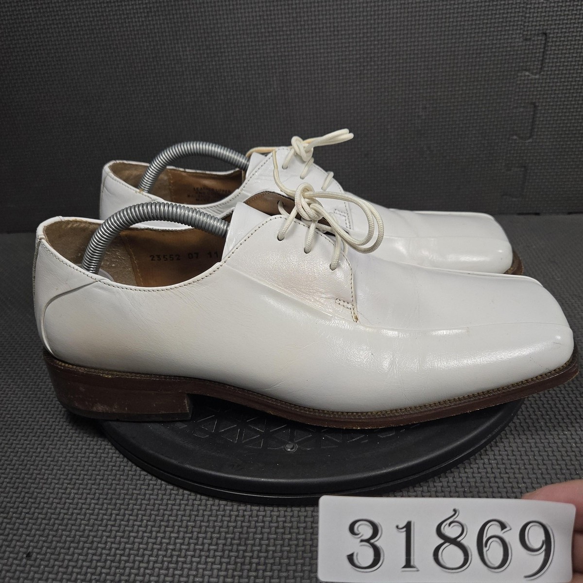 Vintage Stacy Adams Shoes Mens Size 11 White Leather Square 