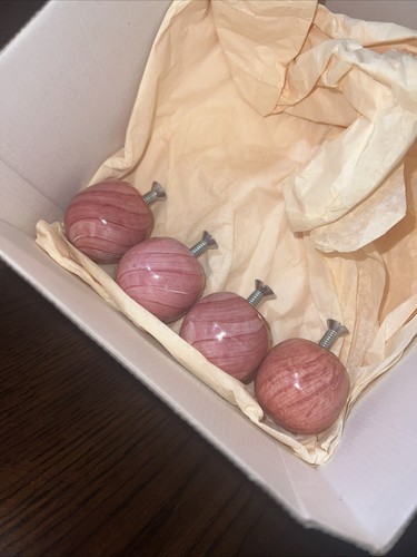 Mackenzie Childs Round Drawer/Cabinet Knobs Rose Cottage Pink 4 Vintage - Picture 3 of 8