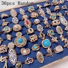 Wholesale 36pcs Rings Mixed Bulk Finger Rings Gemstones Crystal Jewelry Lot Boho
