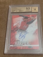 2017 Topps Finest - Red Wave Refractor #FABH Bryce Harper 6/25 (AU) BGS 9.5 Nats