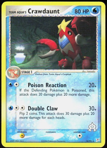 Team Aqua's Crawdaunt 14/95 Rare EX Team Magma vs Team Aqua NM Pokemon
