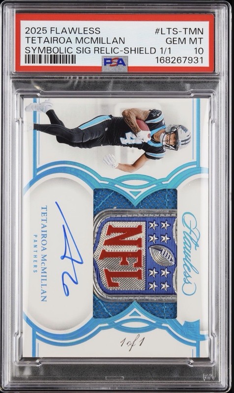 2025 Flawless Tetairoa McMillan Symbolic Signature NFL Shield Auto 1/1 PSA 10