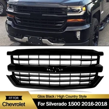 Gloss Black Front Grille For 2016-2018 Chevrolet Silverado 1500 High Country Z71