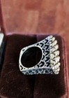 *VINTAGE* Diane MALOUF Sterling Silver 925 & 18K Yellow Gold quilted Ring Sz 6.5 — photo 2