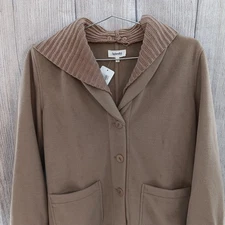Splendid Nikki Pea Coat Medium Toast Tan Evereve Chunky Knit Hood Patch Pockets