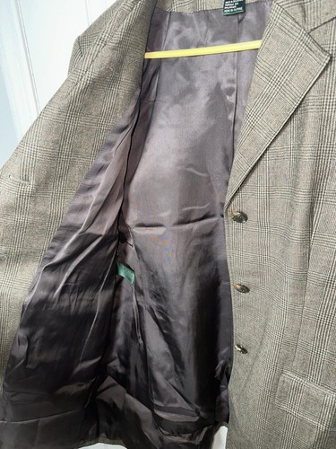 Lauren By Ralph Lauren Wool Tan/Brown Plaid Blazer Jacket Women's 14 Green Label - Picture 11 of 13