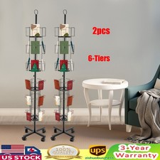 2 PCS Greeting Cards Display Rack 24-Pocket Rotating Postcard Display Stand