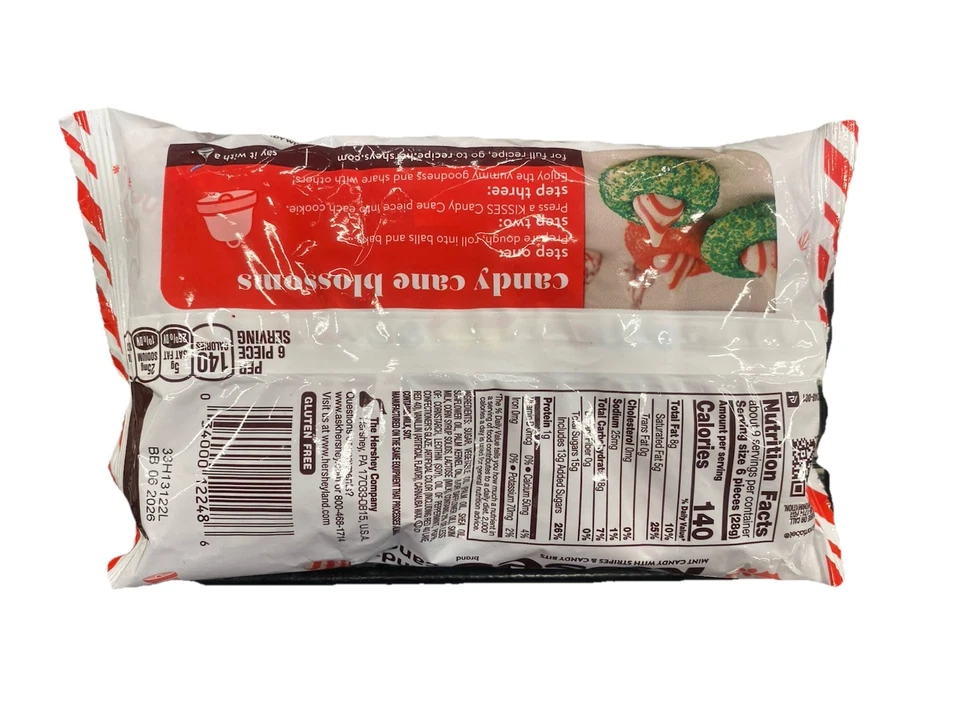 EDIÇÃO LIMITADA HERSHEY'S KISSES BENGALA DOCE SABOR DOCES DE NATAL BOLSA DE 9 OZ - Imagem 2 de 3