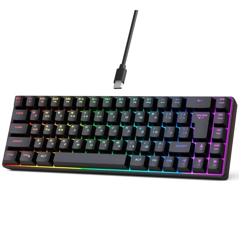 Russian 68-Key Corded Membrane Keyboard 18 Mode Color Backlits For Gaming Office - Image 4 of 4