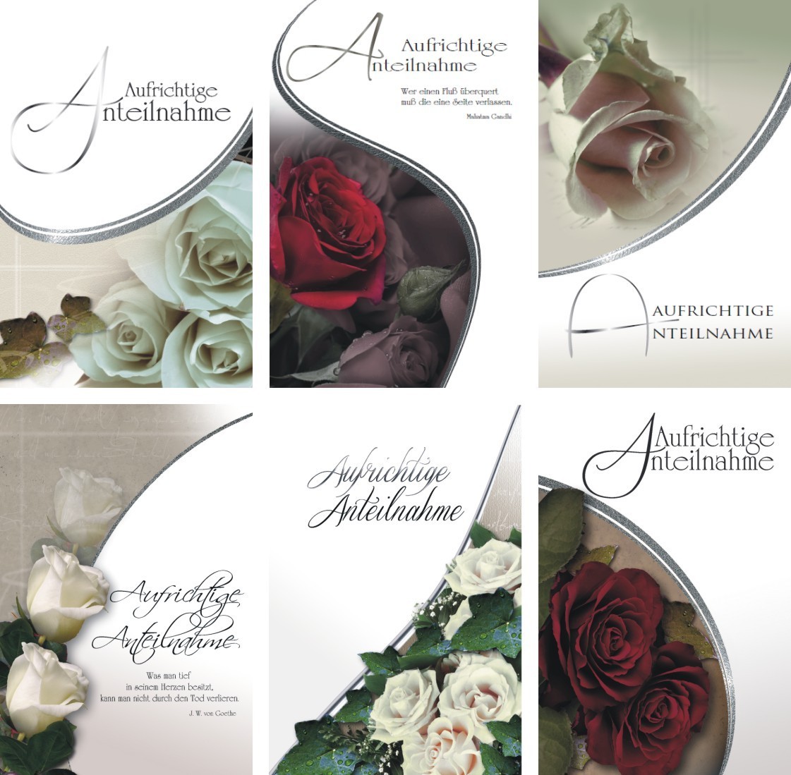 Trauerkarten mit Umschlag, 6er-Pack