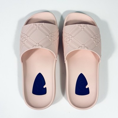【関税込み】Burberry ピンク チェック プールスライド Burberry Dive Embossed Check Pool Slide Sandals Pink Gloss