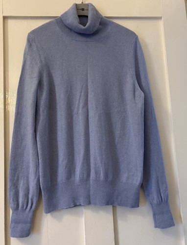 Marks & Spencer, M&S Bluebell Blue 100% Cashmere Knit Lightweight Roll Neck Jumper UK12