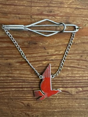 1940s - 1950s Rickenbacker Eastern Airlines Pilot Metal and Red Enamel Tie Clip