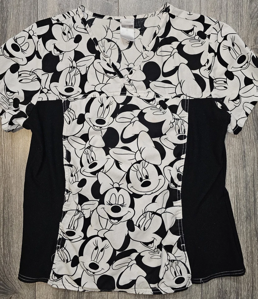 TOP exfoliante Disney TOONIFORMS BIG MINNIE MOUSE NEGRO/BLANCO PARA MUJER TALLA MEDIANA Foto 3 de 4