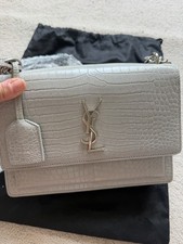 Saint Laurent YSL Medium Sunset Bag Bag In Grey/taupe Leather