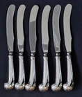 (6) KIRK STIEFF Williamsburg Shell Sterling Silver Hollow Pistol Dinner Knife