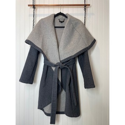H BY HALSTON Dark Grey Shawl Wool Blend Coat Outdoors Wool Gorpcore Size 12