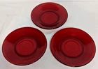 Vintage Set of 3 - Anchor Hocking Ruby Red Glass Saucers 5 3/4" Diameter R-1700