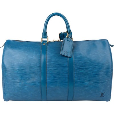 Louis Vuitton Bleu Epi Leather Keepall 45 Weekender Reisetasche
