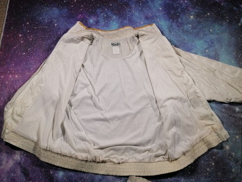 Chaqueta Slade Shell Grande Blanco Dorado Azul Cremallera Completa Vintage Años 90 Festival Retro - Imagen 14 de 16