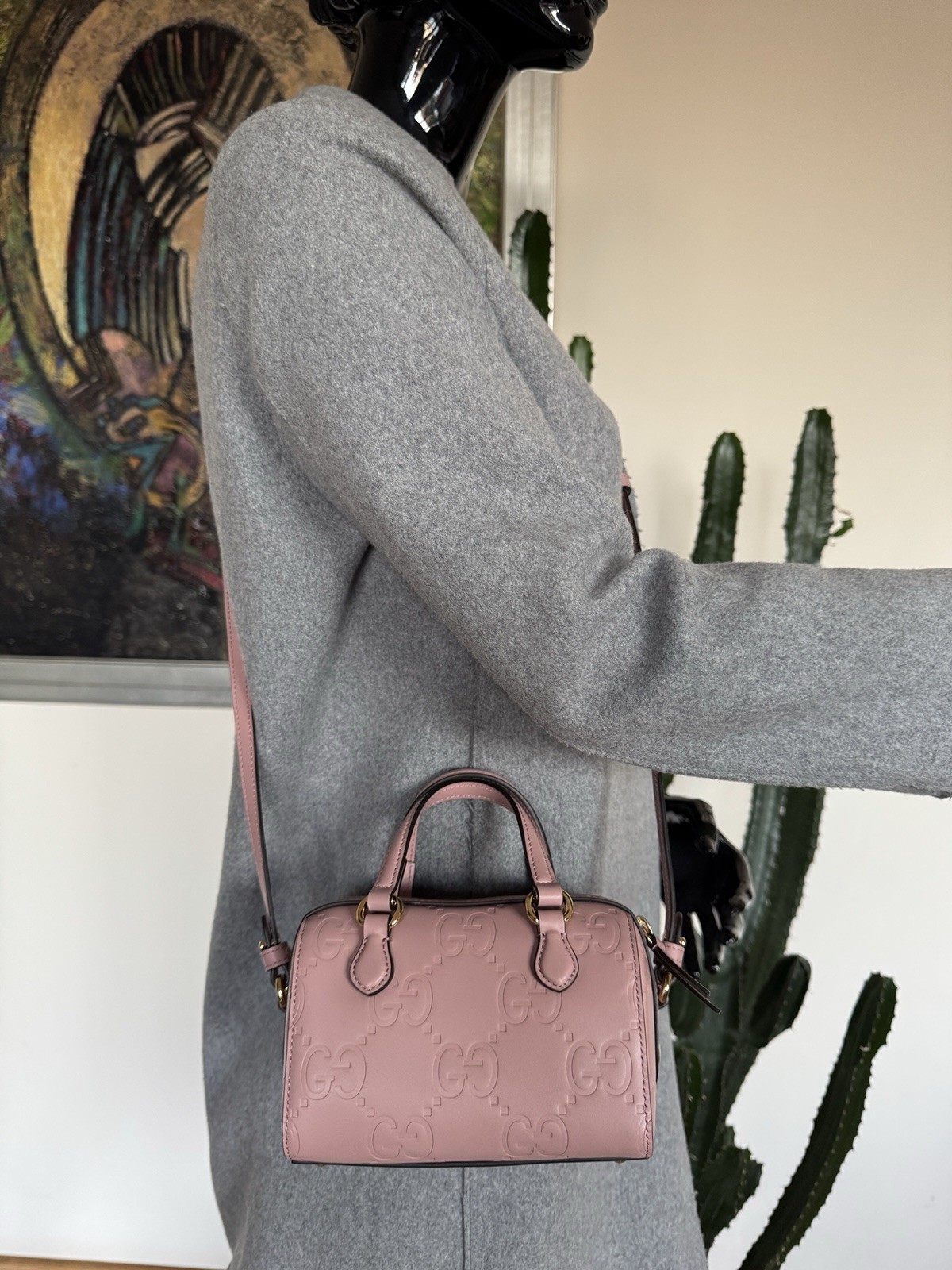 GUCCI 790130 GUCCISSIMA GG MINI BAG PELLE ROSA PASTELLO BORSA A TRACOLLA FABBRICA NUOVA