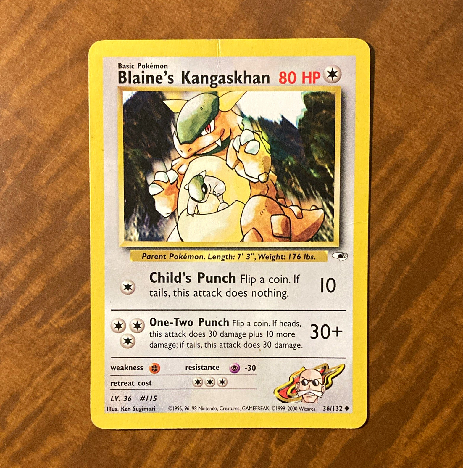 Blaine's Kangaskhan 036/132 Gym Heroes Uncommon Regular Unlimited 80 HP