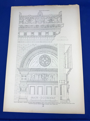 1925 Madison Square Presbyterian Chuch NYC, Main Doorway - Architectural Print