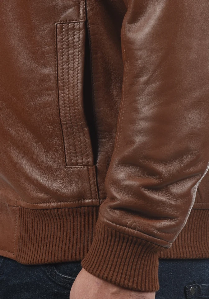 Blouson cuir bombardier marron pour homme veste de vol taille S M L XL XXL su... - Photo 3/4