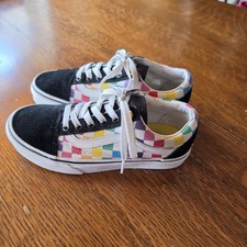 VANS Ward Old Skool Sneakers Unisex Mens 4 Womens 5.5 Black Multi Checkerboard