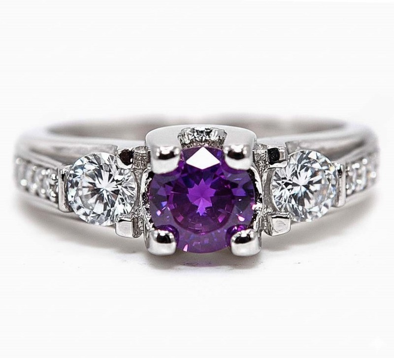 2CT Amethyst 925 Solid Genuine Sterling Silver Ring Jewelry Sz 8 NF1-2