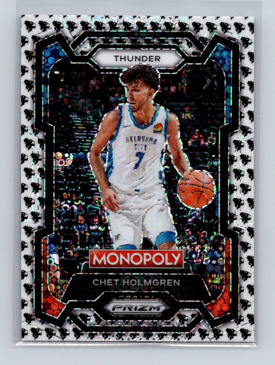 2023-24 Panini Prizm Monopoly Chet Holmgren #62 Monopoly Man Black & White