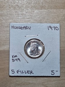 Hungary 5 Filler coin, 1970. KM# 549, aluminum. Young girl with headdress. AU.