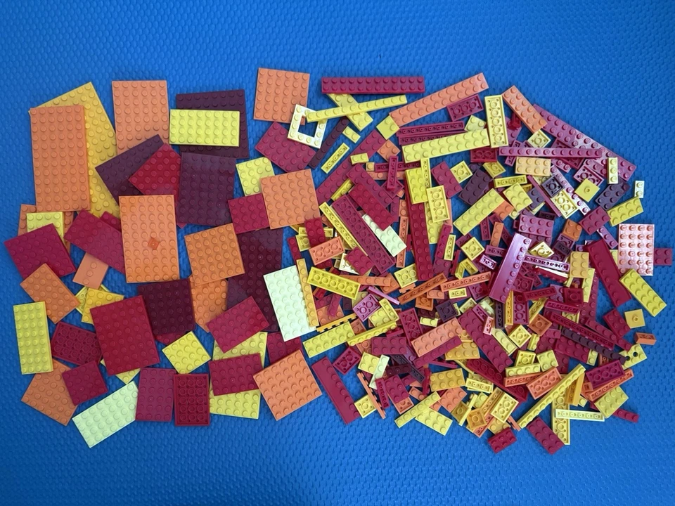 LEGO Bulk Lot 350+ Assorted Red, Orange, Yellow Plates Baseplate, Multiple Sizes - Image 4 of 4