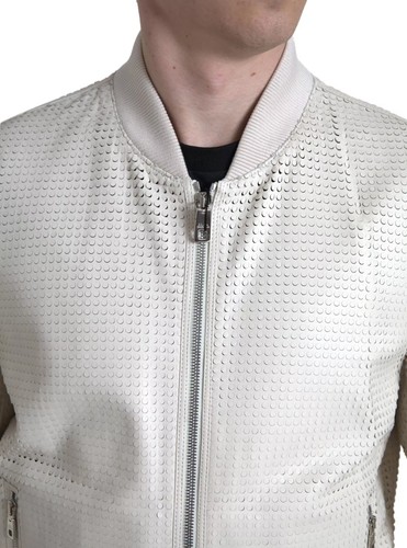 Dolce & Gabbana Blanco Roto Leatherperforated Cremallera Completa Hombre - Imagen 3 de 6