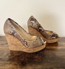 Jimmy Choo - Snakeskin Pattern Peep Toe Wedges Sandals Size 38/8