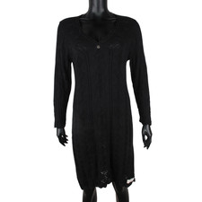 ODD MOLLY Black Crotchet Knit Cotton Dress Long Sleeve Casual Wear Overdress 3
