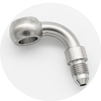Stainless Steel 90 Degree 12.2mm M12 Banjo Eye Hole To 3AN Male Brake Hose