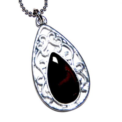 PRETTY TEAR DROP FILIGREE PENDANT NECKLACE  #E9 SHIPPED FAST! Nickle & Lead Free