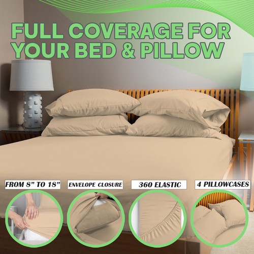6 Piece Premium Bamboo Sheet Set, Deep Pockets, 50 Colors, 2200 Count, Soft - Picture 175 of 263