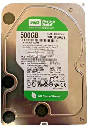 Western Digital Caviar Green WD5000AACS 500GB 5400 à 7200 RPM-16 Mo ...