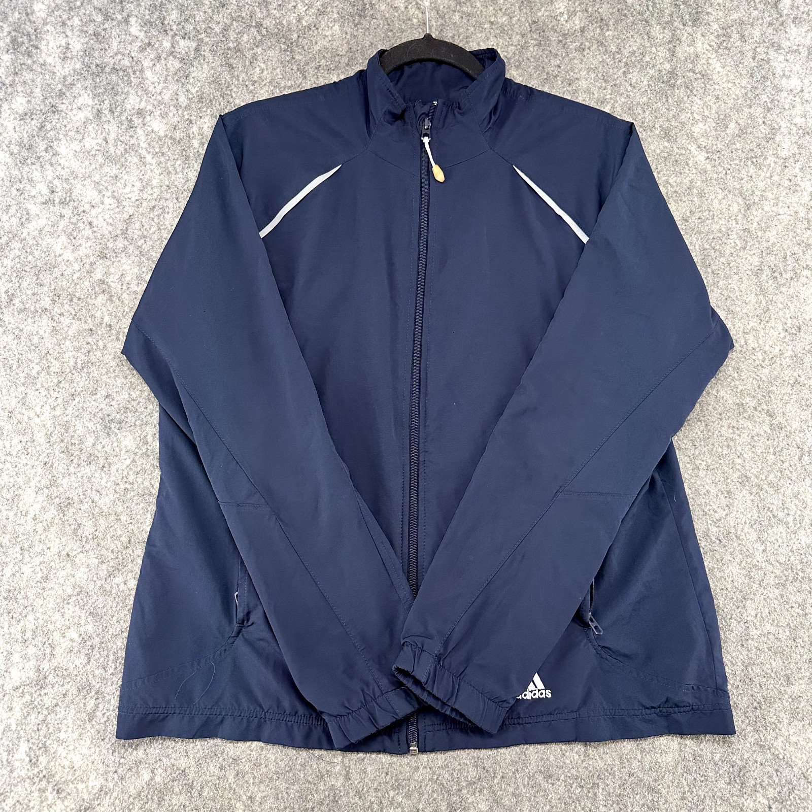 Columbia Jacket Womens Medium White Blue Mesh Lined Windbreaker Rain Coat Logo