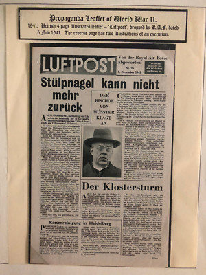 1941 RAF England WW 2 Leaflet Dropped on Germany Luftpost Newspaper